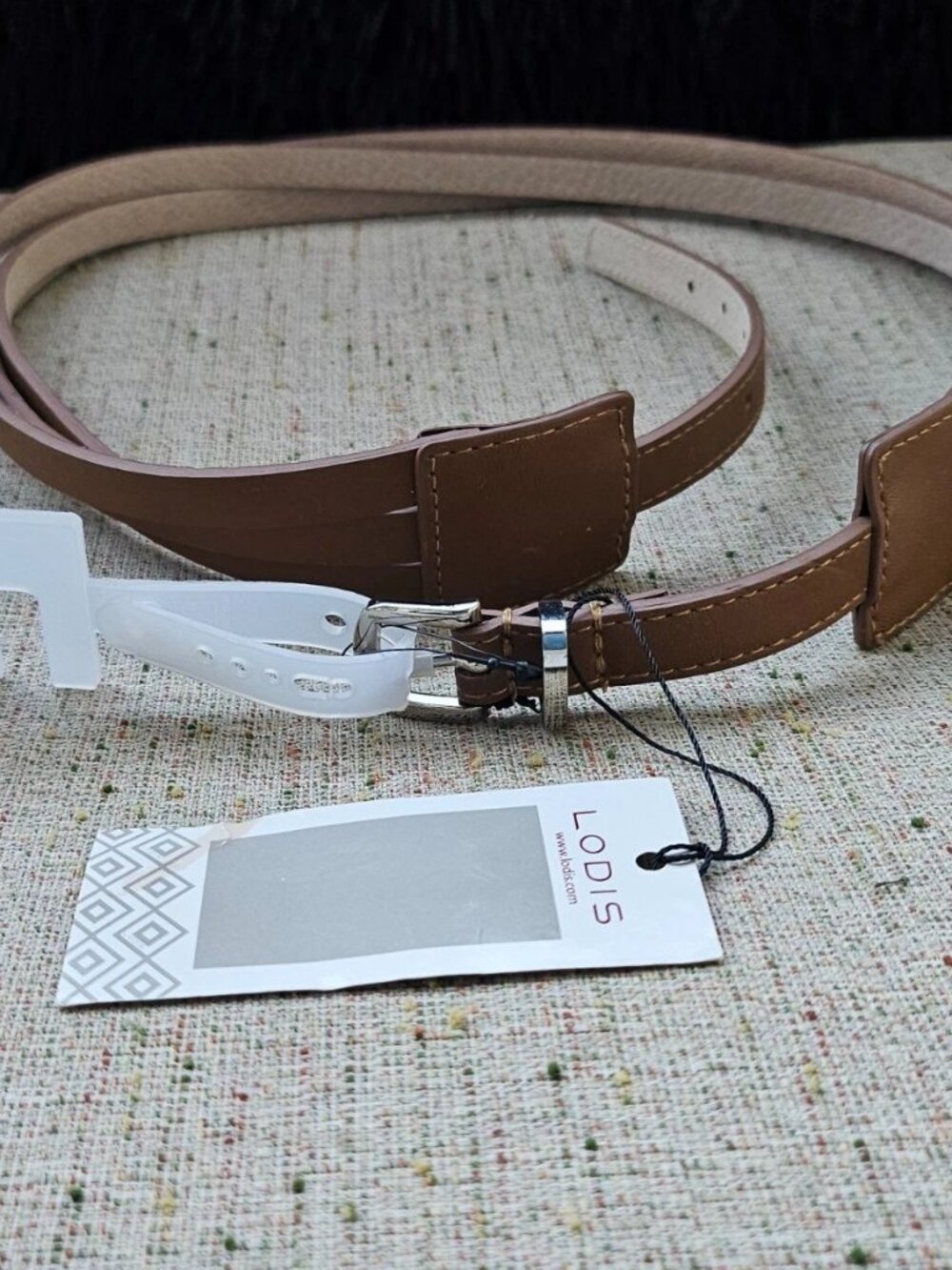 LODIS Belt Leather Brown 3 Strand Women Waistband Pin Buckle Size M/L NWT